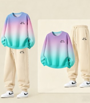 唛之啾M&Q年轻男孩渐变卫衣套装，潮与舒适兼得，个性不撞衫