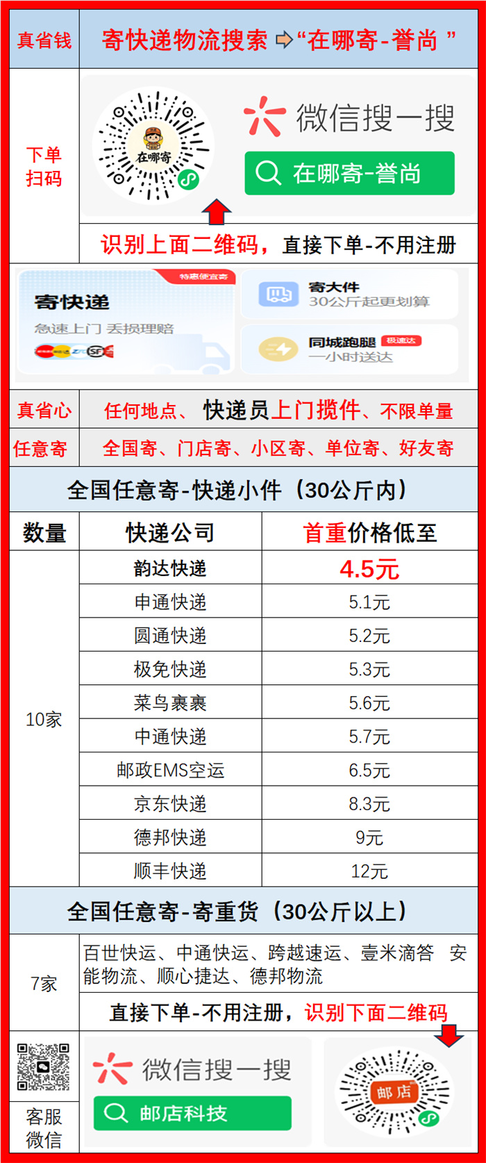 门店寄快递最省钱--“在哪寄-誉尚”&“邮店”