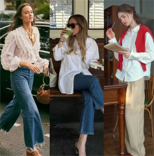 衬衫+西装裤/牛仔裤：一衣穿出春日职场与休闲的双重精致