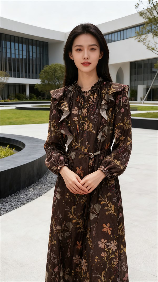 婕依妮：印花衬衫与长裙共舞，绘就春日诗意画卷