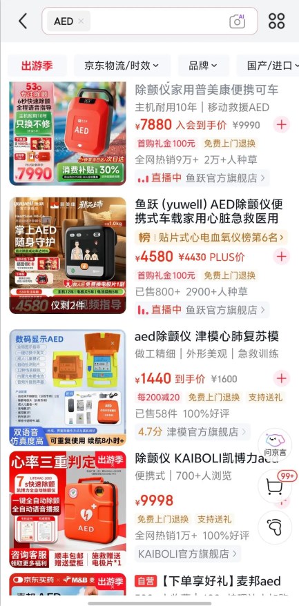 電商平臺上，AED及相關(guān)心電血氧類醫(yī)療器械的搜索量隨即出現(xiàn)爆發(fā)式增長，公眾對急救設(shè)備的需求熱度瞬間攀升