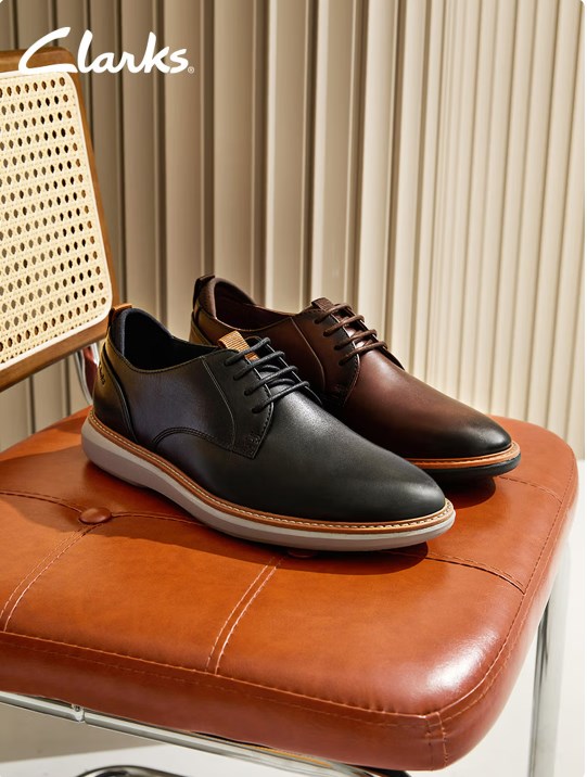 Clarks 布蘭丁系列 男士輕盈緩震商務正裝德比鞋 261793837 深棕色 42