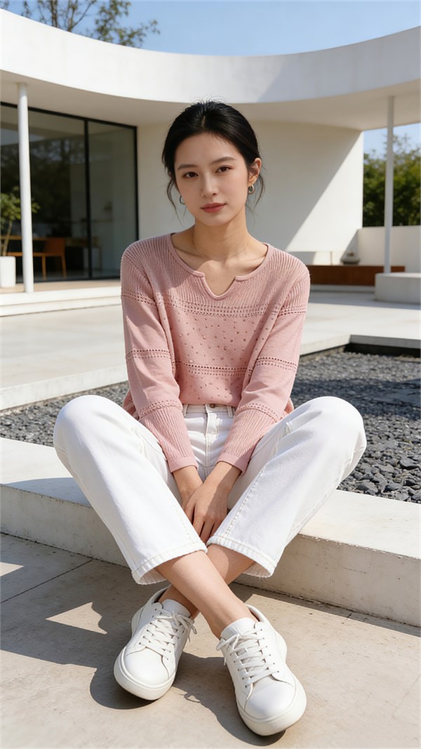 婕依妮26春针织之约:粉色晕染浪漫,白色勾勒纯净