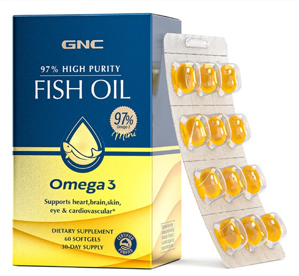 GNC健安喜97%高純度epa深海魚油omega3非魚肝油魚油成年人dha60粒/盒