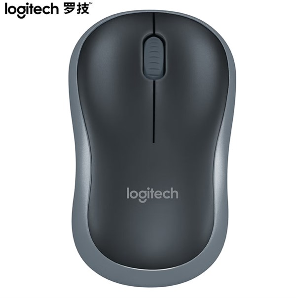 羅技(Logitech)M185鼠標 無線鼠標 辦公鼠標 對稱鼠標 黑色灰邊 帶無線2.4G接收器