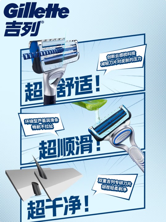 吉列云感手動(dòng)剃須刀：差旅便攜的剃須好幫手