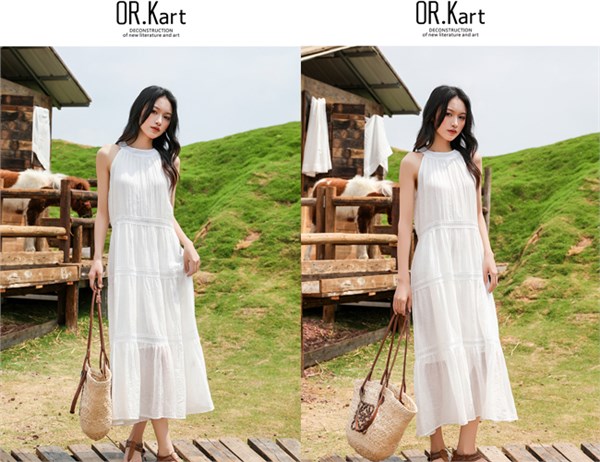 这个夏天，与OR.Kart纯白拼接裙共赴一场法式甜美之约