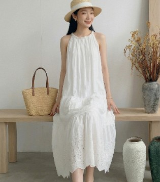 RUORON ,2026,夏季,法式度假,白裙,裙子,女装