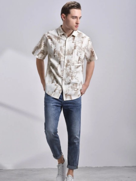 恩咖(UNKUT)男装时尚休闲花衬衫2025夏季新款