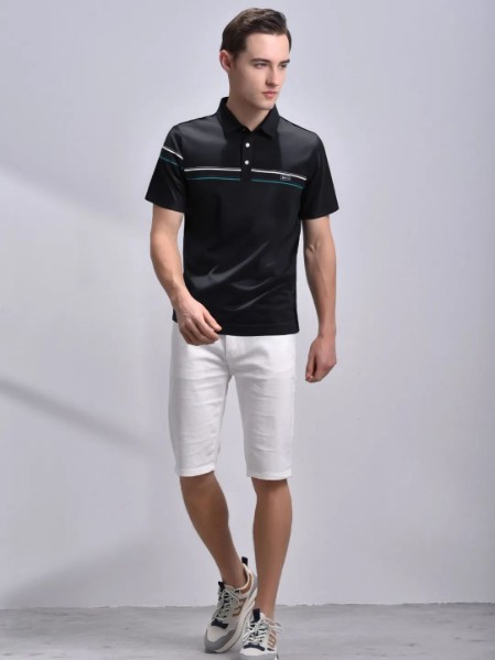 恩咖(UNKUT)男装高级轻奢气质翻领POLO衫2025夏季新款