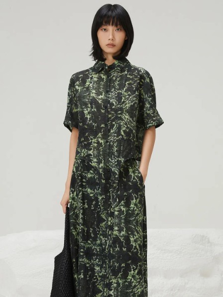 必然(ANY-ALL)女装亚麻宽松舒适印花连衣裙2025夏季新款
