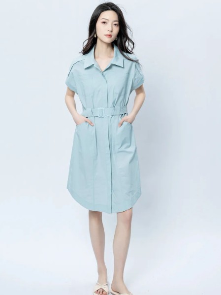 欧微女装甜美气质休闲翻领连衣裙2025夏季新款
