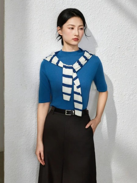 禾等Helen Moda女装简约优雅针织短袖2025夏季新款