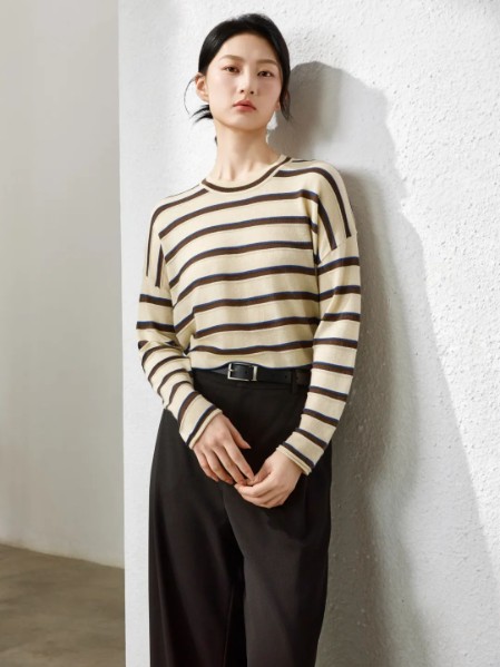 禾等Helen Moda女装简约知性优雅条纹女装2025秋季新款