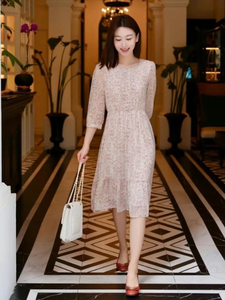 杰西(杰西JESSIE)女装优雅柔美气质短袖2025夏季新款