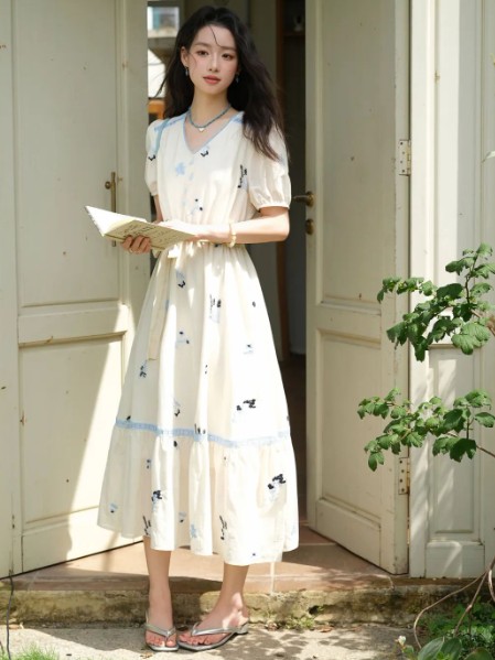 谜秀(MISHOW)女装文艺甜美碎花连衣裙2025夏季新款