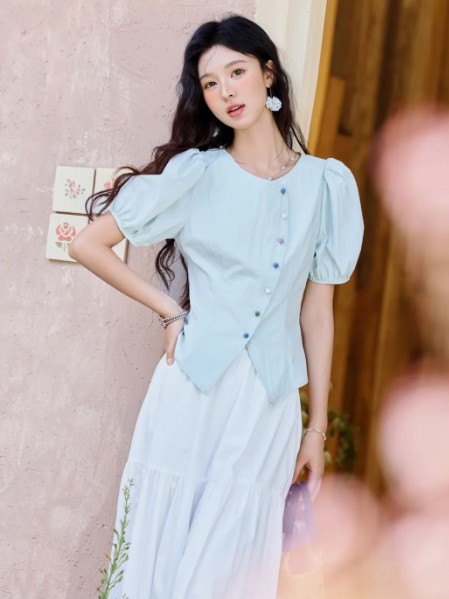 谜秀(MISHOW)女装文艺甜美碎花连衣裙2025夏季新款