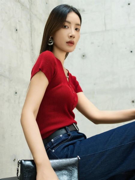 MOMOTREE女装品牌气质优雅针织短袖2025新款
