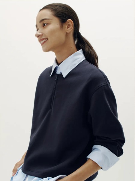森马（Semir）女装品牌纯棉假两件翻领长袖2025秋季新品