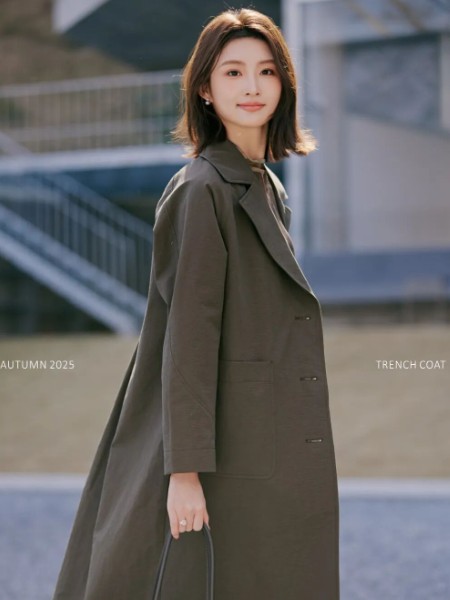 风笛(BAGPIPE)女装品牌立领中长款女风衣2025新款今年流行气质外套