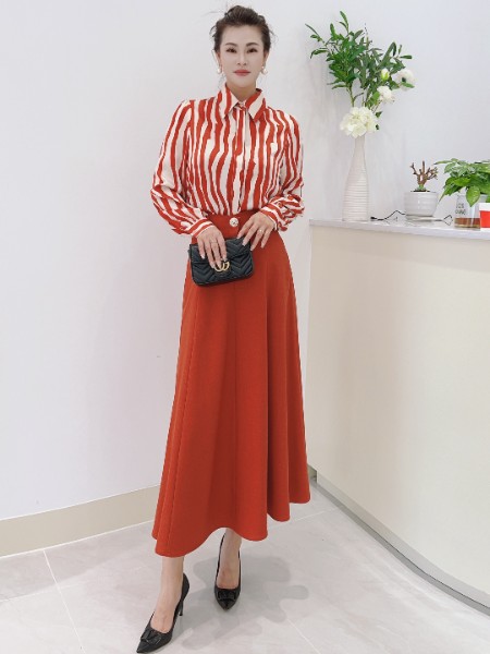 芮色(RUISE)女装品牌红条纹长袖衫秋装2025新款小衫法式高级感气质上衣