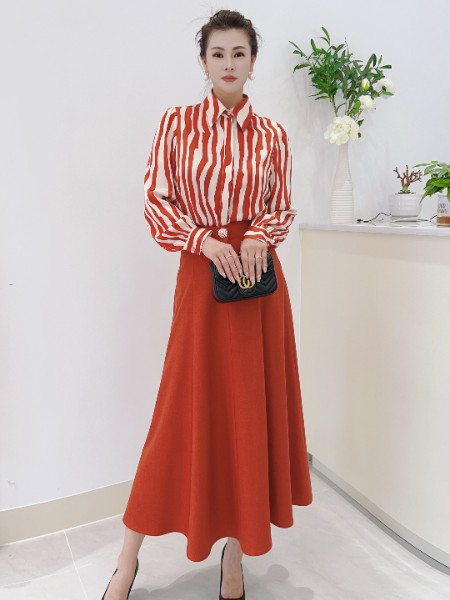 芮色(RUISE)女装品牌红条纹长袖衫秋装2025新款小衫法式高级感气质上衣