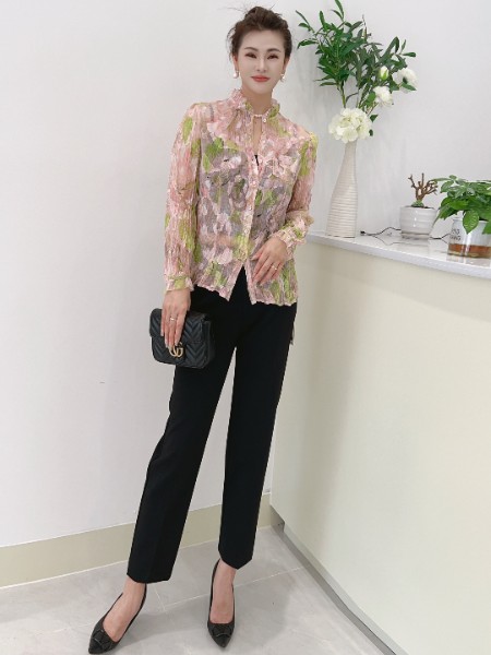芮色(RUISE)女装品牌法式碎花雪纺衫上衣2025新款高级感洋气长袖花衬衫
