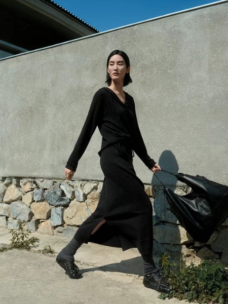 水云间(SEDATE)女装品牌高级感套装女2025秋季V领长袖上衣显瘦高腰半身裙两件套
