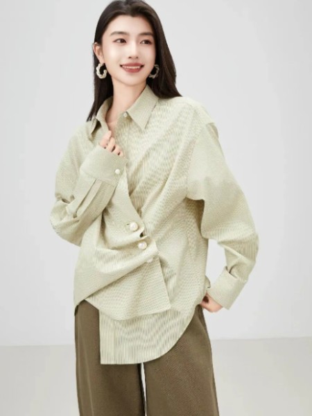 歌诗陌女装品牌最新产品展示长袖翻领衬衫时尚时髦2025秋季新品
