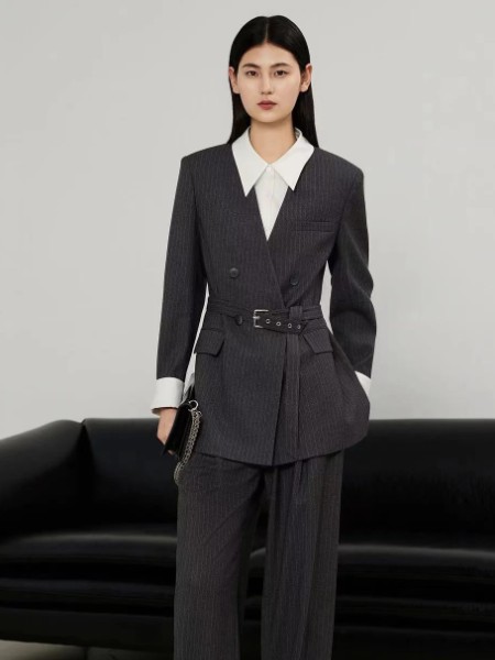 歌锦女装品牌最新产品展示长袖长裤白领套装西装职业装