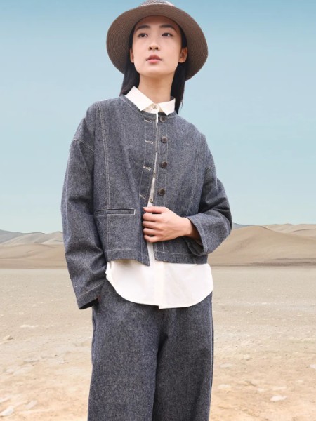 ANNOTATE 注释女装品牌深灰色复古气质套装2025早秋款休闲圆领外套显瘦百搭