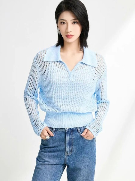 迪图女装品牌法式镂空毛针织秋季新款网织罩衫