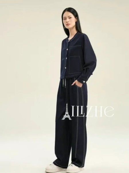 艾丽哲(Ailizhe)女装品牌休闲气质套装2025新款高级感短外套阔腿裤两件套