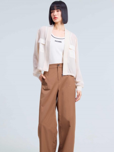 圣卡萝(ST.CAROL)女装品牌2025秋装新款轻薄透气短款外套空气感罩衫上衣