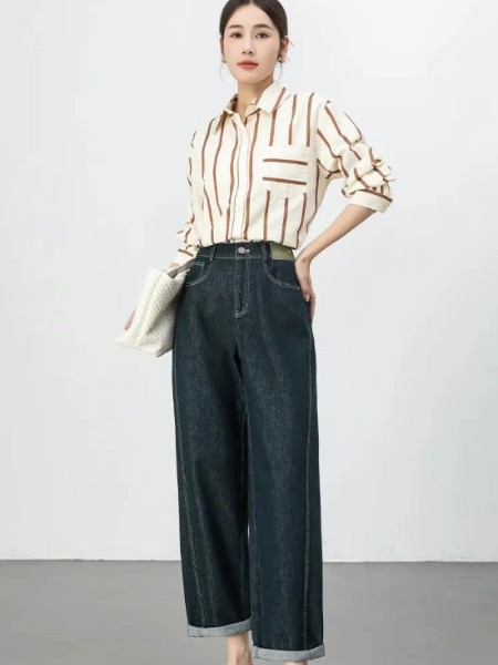 敏子女装品牌阔腿裤牛仔裤高级感宽松2025秋季新品