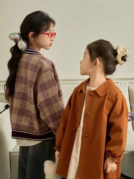 ABC KIDS童装品牌秋韩版中长款风衣外套22025新款洋气宽松卡其色上衣