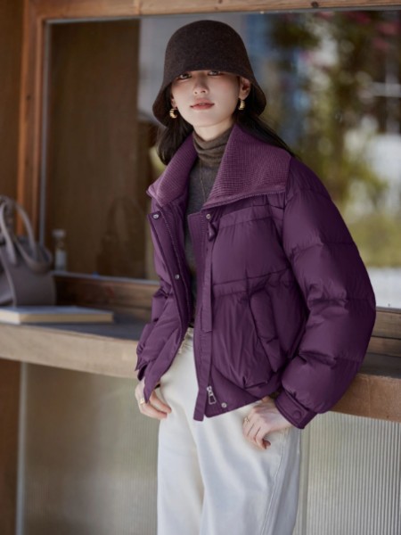 女装品牌复古翻领短款羽绒服面包服洋气外套