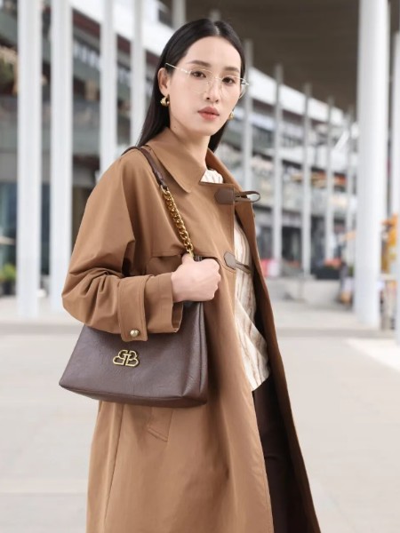 璟逸(JINGYI)女装品牌单排扣风衣2025新款秋百搭显瘦中长风衣