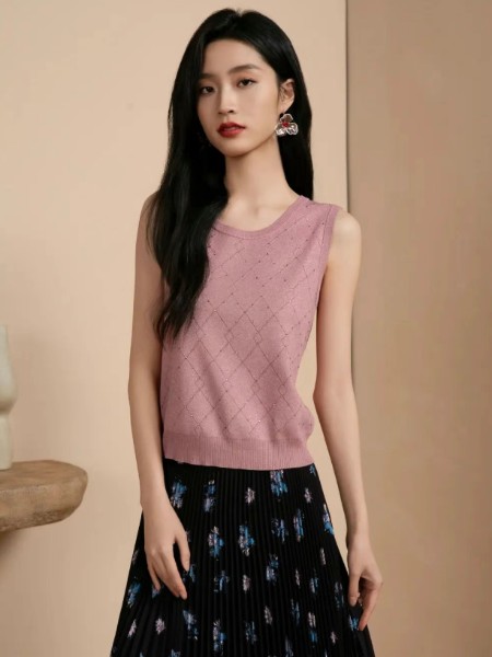 声雨竹女装品牌针织马甲打底无袖气质洋气上衣