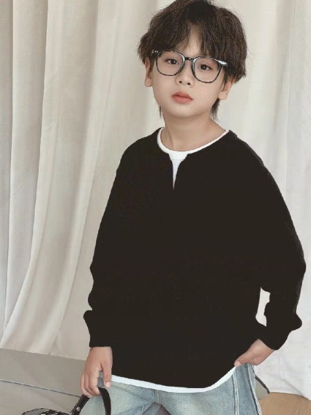 童装品牌童装男童卫衣秋装儿童长袖t恤2025新款假两件秋男孩上衣打底衫