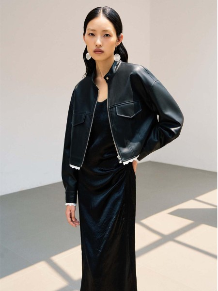 青稚女装品牌时尚机车皮衣外套2025新款复古百搭短款夹克上衣