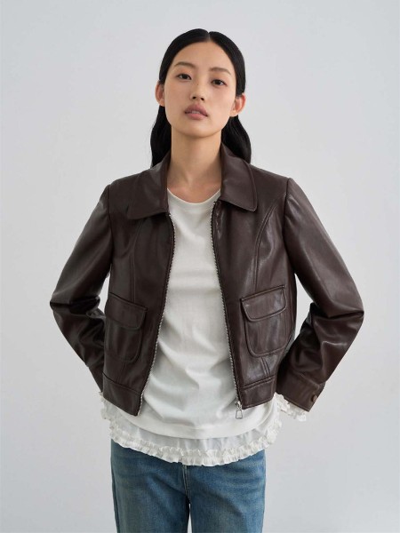 青稚女装品牌皮衣外套小个子2025秋季新款气质上衣