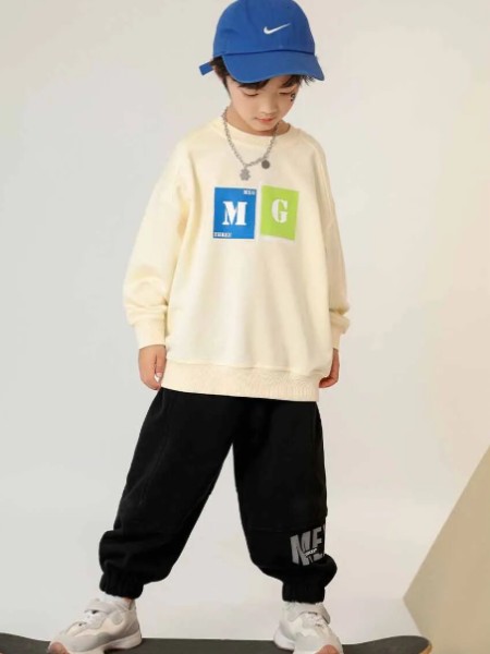 米西果(MXG)童装品牌白色卫衣秋季2025新款长袖大童衣服