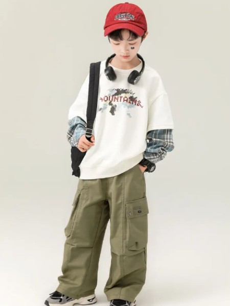 米西果(MXG)童装品牌卫衣秋季2025新款假两件长袖大童衣服