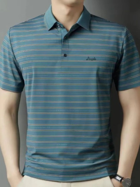 俞兆林男装品牌横条纹立领休闲修身上衣2025新款