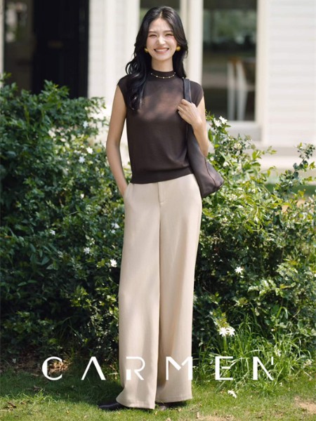 卡蔓(CARMEN)女装品牌高级半高领羊绒短袖